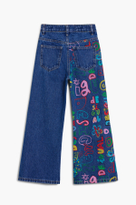 PANTALONI DENIM CU IMPRIMEU COLORAT