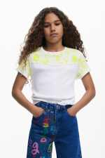 PANTALONI DENIM CU IMPRIMEU COLORAT