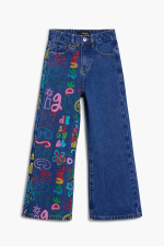 PANTALONI DENIM CU IMPRIMEU COLORAT