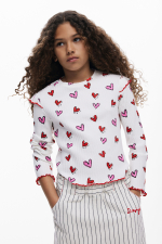 Tricou cu maneca lunga si inimioare