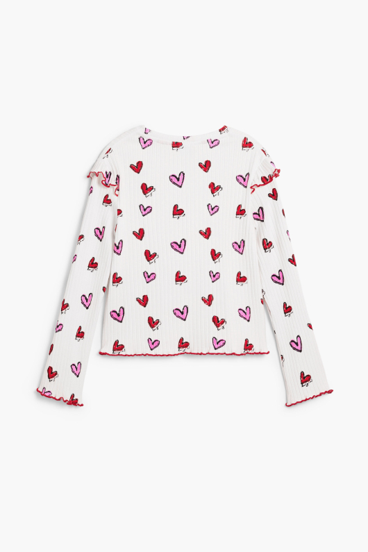 Tricou cu maneca lunga si inimioare