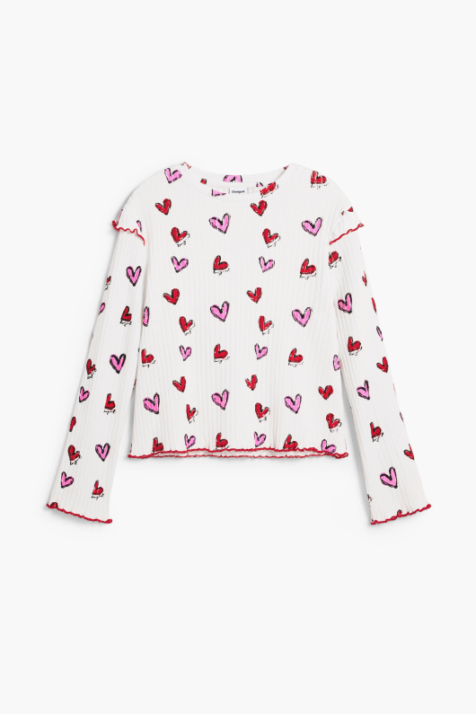 Tricou cu maneca lunga si inimioare
