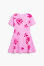 Rochie roz, plisata cu flori