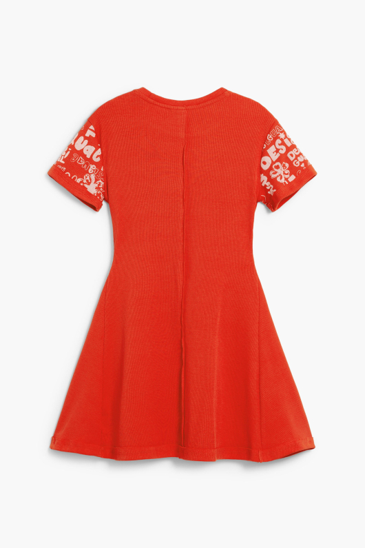 Rochie rosie, scurta cu lettering