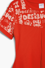 Rochie rosie, scurta cu lettering