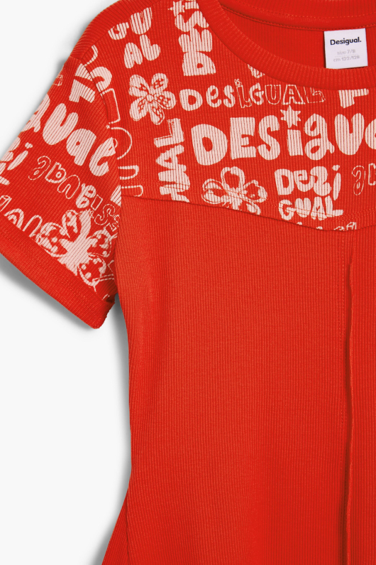 Rochie rosie, scurta cu lettering