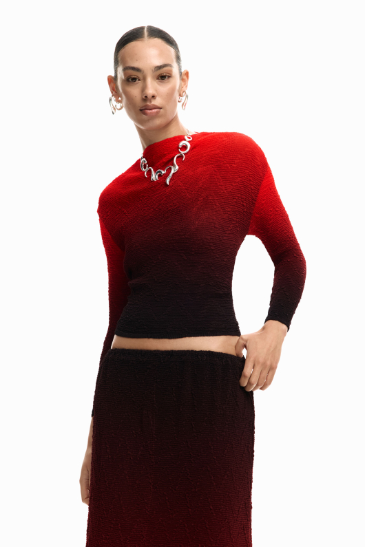 Bluza degrade cu material texturat