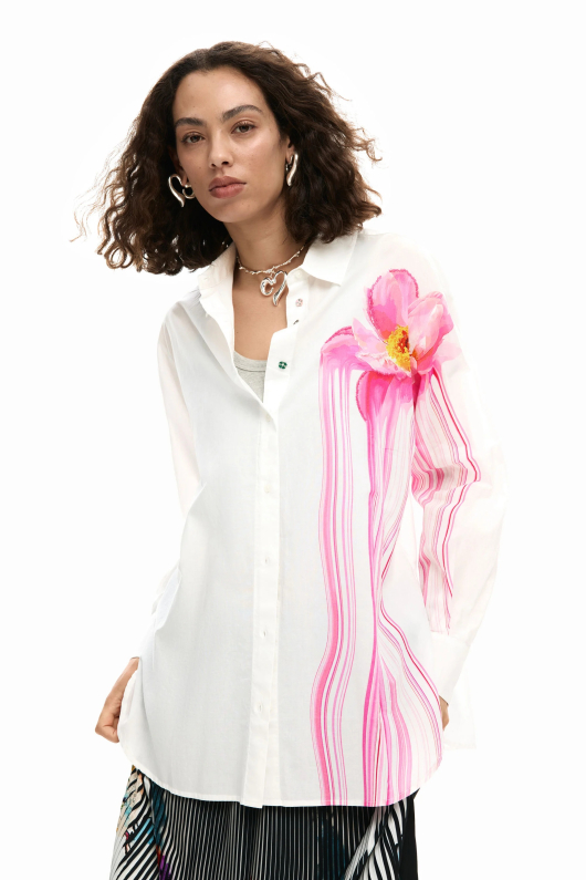 CAMASA ALBA CU PRINT FLOARE