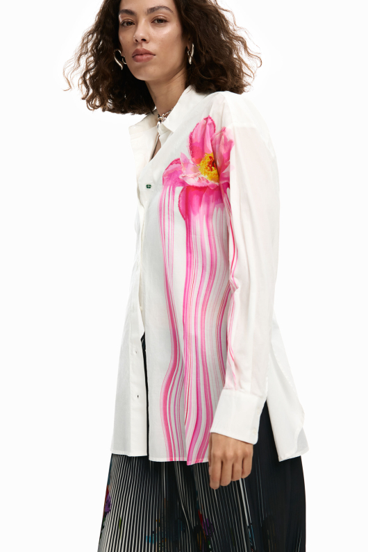CAMASA ALBA CU PRINT FLOARE