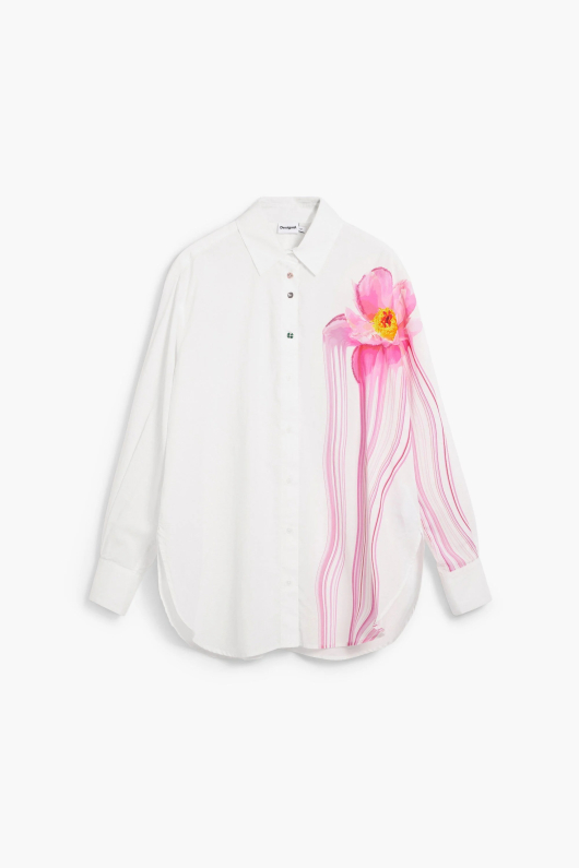 CAMASA ALBA CU PRINT FLOARE