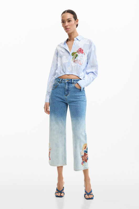 Blugi culotte brodati
