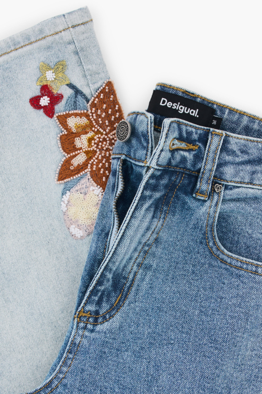 Blugi culotte brodati
