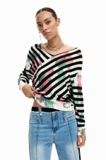 Pulover subtire cu print in dungi