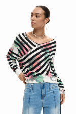 Pulover subtire cu print in dungi