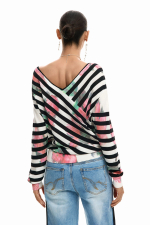 Pulover subtire cu print in dungi