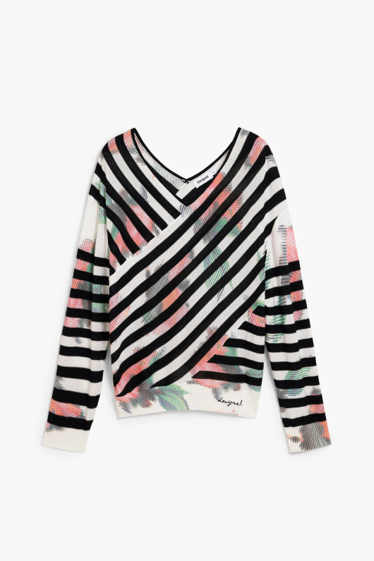 Pulover subtire cu print in dungi