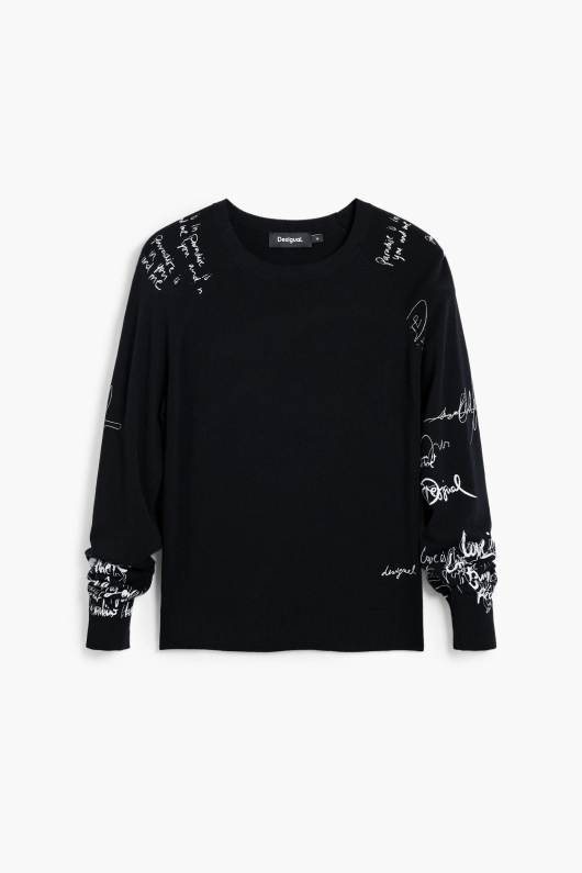 Pulover subtire cu lettering
