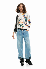 Pulover subtire cu print multicolor
