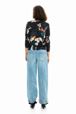 Pulover subtire cu print multicolor