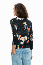 Pulover subtire cu print multicolor