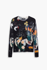 Pulover subtire cu print multicolor