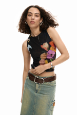 Tricou din tul cu flori