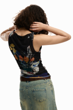 Tricou din tul cu flori