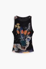 Tricou din tul cu flori