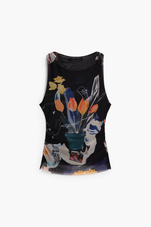 Tricou din tul cu flori