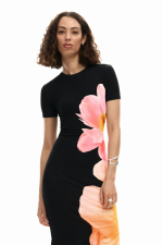 Rochie midi neagra cu flori