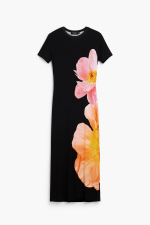 Rochie midi neagra cu flori
