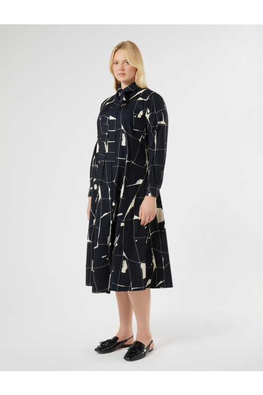 ROCHIE MIDI, BLEUMARINE CU PRINT GEOMETRIC