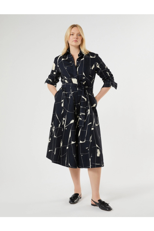 ROCHIE MIDI, BLEUMARINE CU PRINT GEOMETRIC