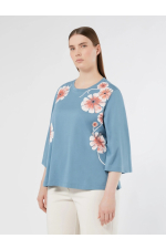 TRICOU BLEU CU FLORI
