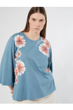 TRICOU BLEU CU FLORI