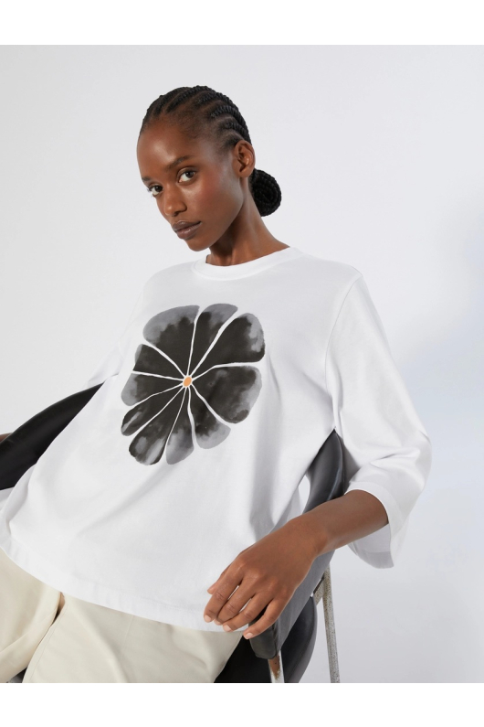 TRICOU ALB CU FLOARE