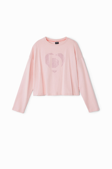 BLUZA ROZ CU PIETRE APLICATE
