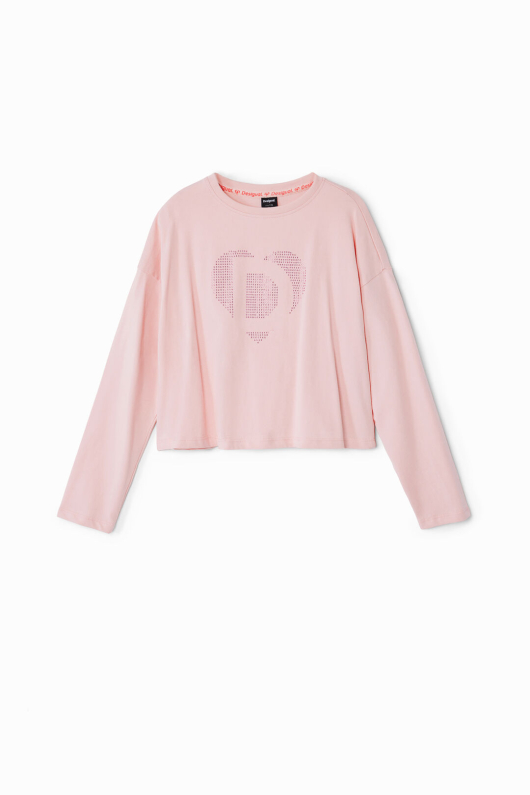 BLUZA ROZ CU PIETRE APLICATE