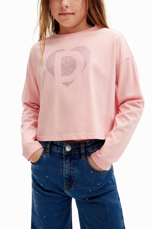 BLUZA ROZ CU PIETRE APLICATE