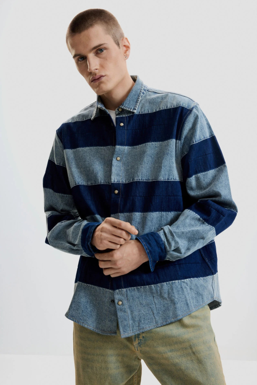 Camasa denim cu dungi