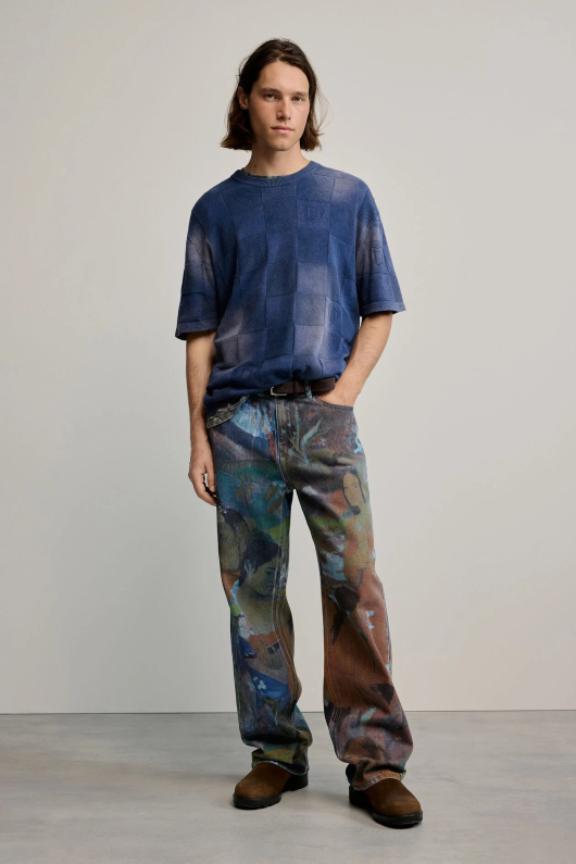 PANTALONI DENIM CU PRINT