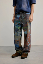 PANTALONI DENIM CU PRINT