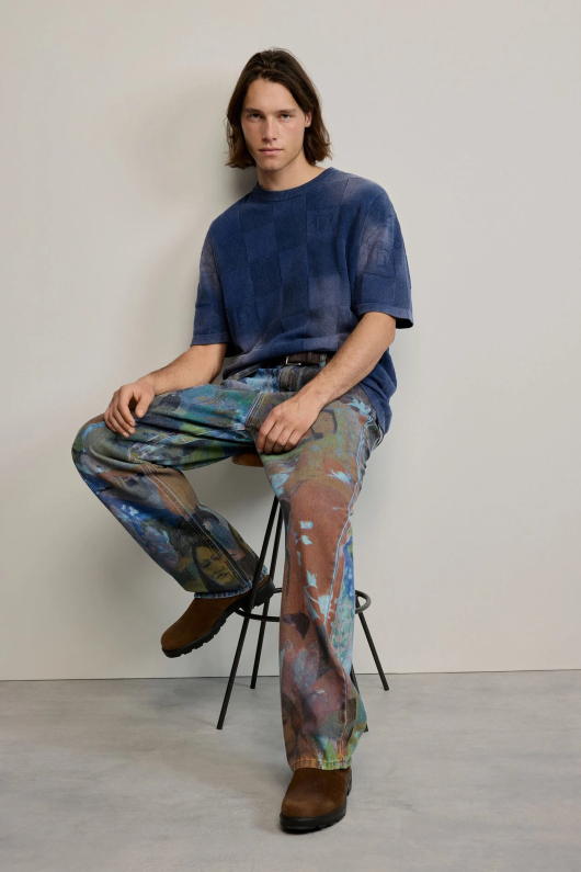 PANTALONI DENIM CU PRINT