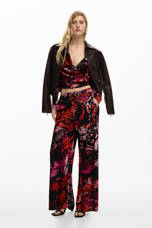 Pantaloni cu print floral, by mr. christian lacroix