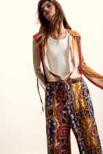 Pantaloni cu print boho, din vascoza, by Mr. Christian Lacroix