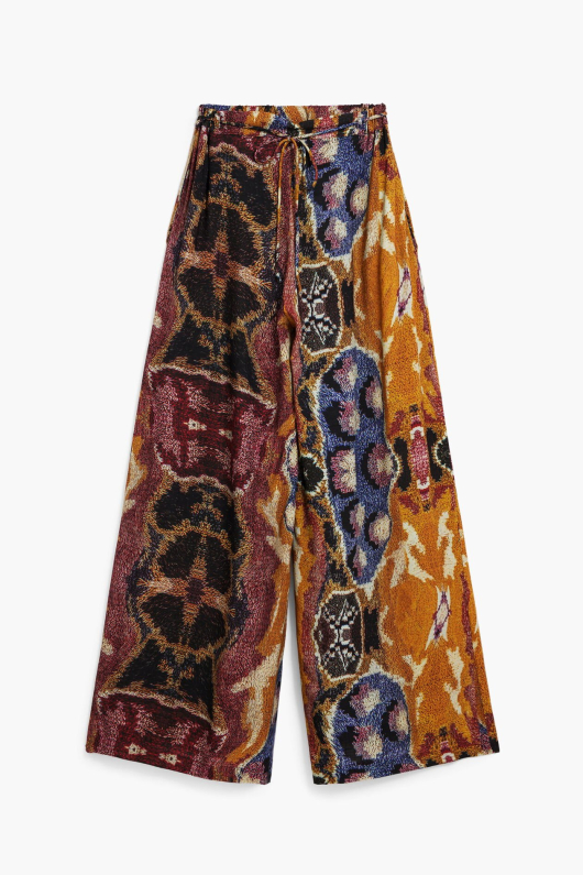 Pantaloni cu print boho, din vascoza, by Mr. Christian Lacroix