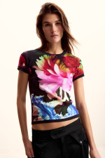 Tricou cu print floral, creat de mr. Christian Lacroix