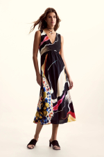 Rochie neagra cu print multicolor, creata de Mr. Christian Lacroix