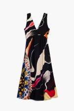 Rochie neagra cu print multicolor, creata de Mr. Christian Lacroix