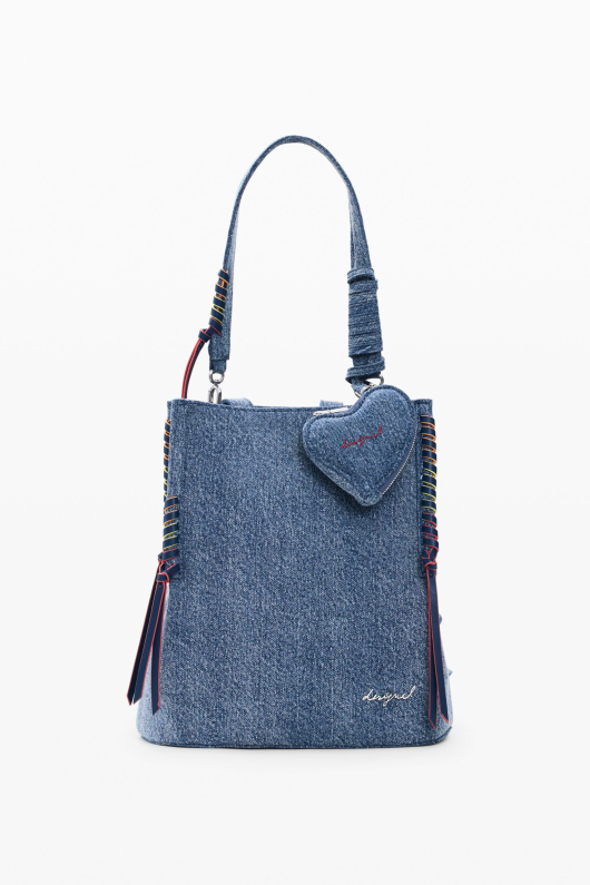 Rucsac mic din denim cu portofel inima